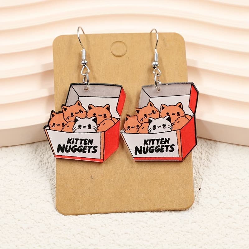 TEMU A Pair Of Adorable Cartoon Cat Acrylic Earrings, Durable And Practical, Unique Jewelry Perfect For Gifting And Celebrating Holidays