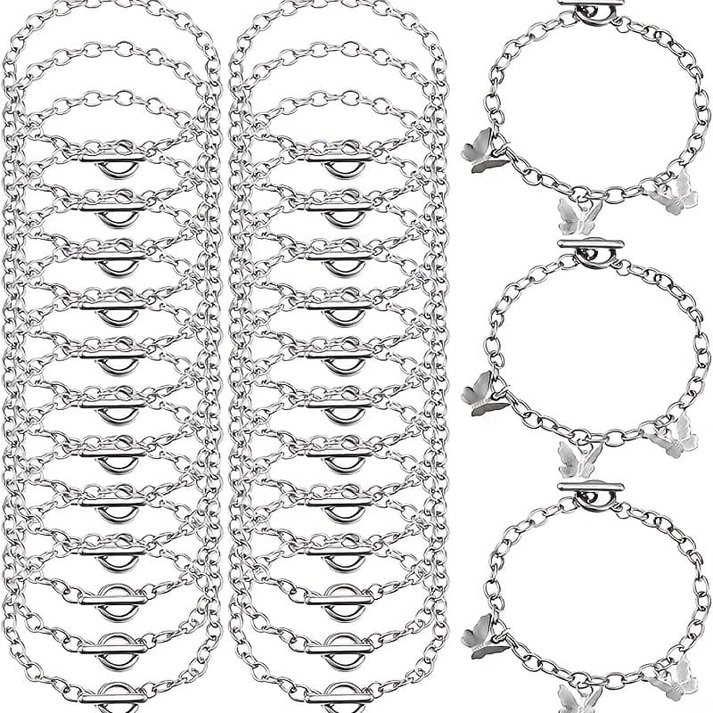 TEMU 24pcs Bracelet Chains With Clasp Alloy Bracelet Link Chains Making Bracelets Chains For Women Crafts Supplies