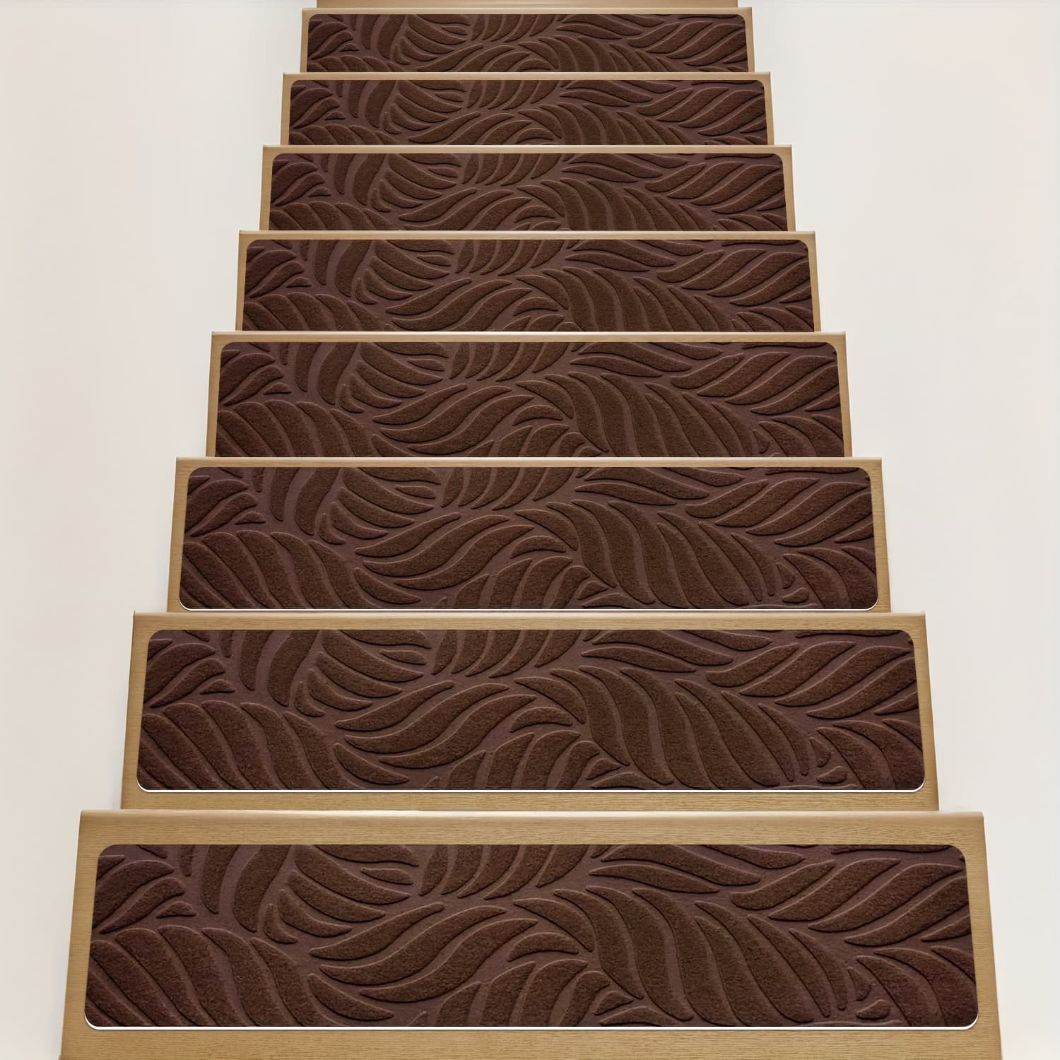 TEMU 6pcs Stair Treads Non-slip Carpet Indoor, Aisle Runners, Stair Carpet Runners For Wooden Steps With Reusable Adhesive For Elders And Dogs, Polyester Surface Tpr Backing Stair Rugs