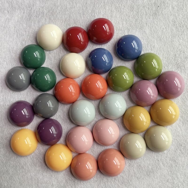 TEMU 30pcs Multicolor Resin Cabochon Beads Set - Flat Round Dot Pattern, Diy Craft Embellishments For Phone Cases & Hair Accessories, Jewelry Making Supplies