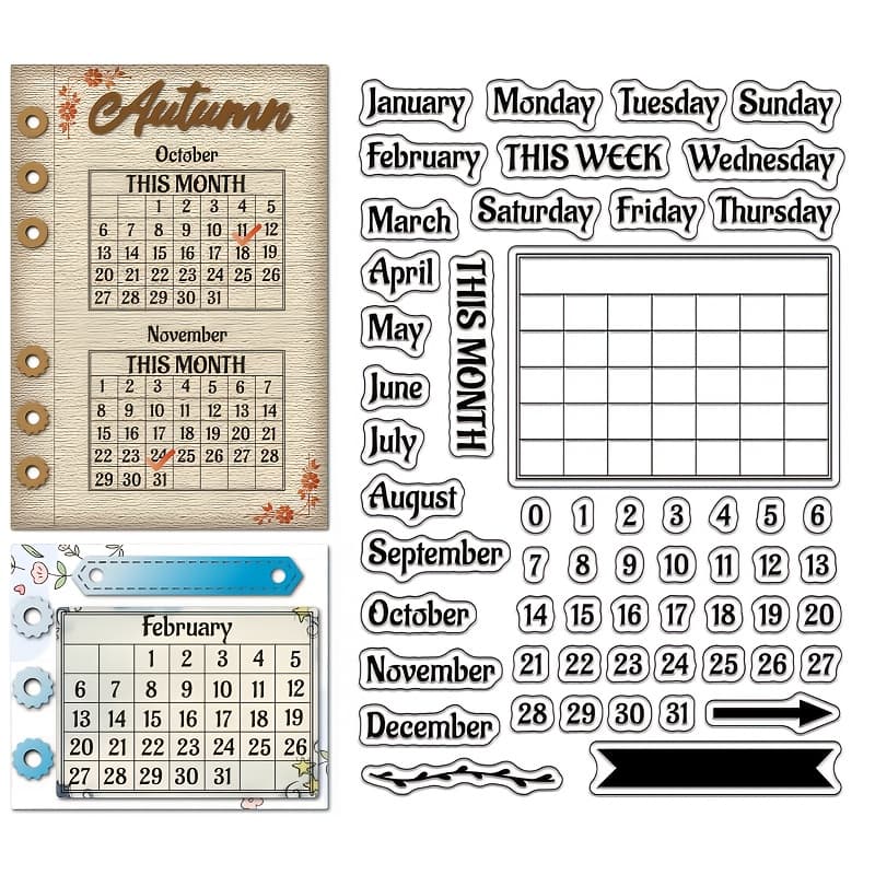 TEMU 1pc Calendar Planner Clear Stamp, Month Number Transparent Stamp, Date And Time Transparent Stamp For Card Making, Diy Embossing, Journal, Photo , Clear Stamp