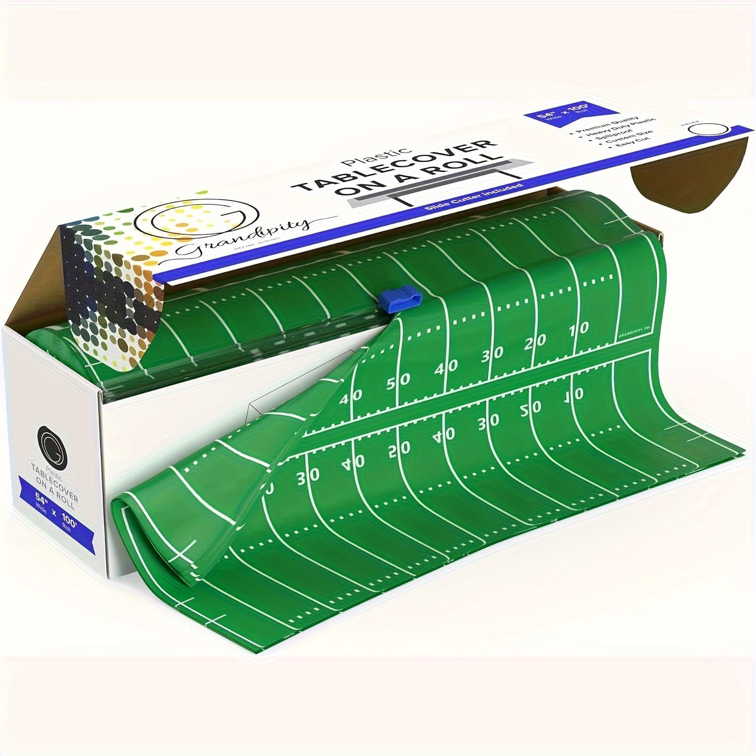 TEMU 1 Roll Golden Dot Disposable Plastic Tablecloth With Cutter Box - 54" X 100' Rectangle, Machine Made, Non-textile, Party Supplies