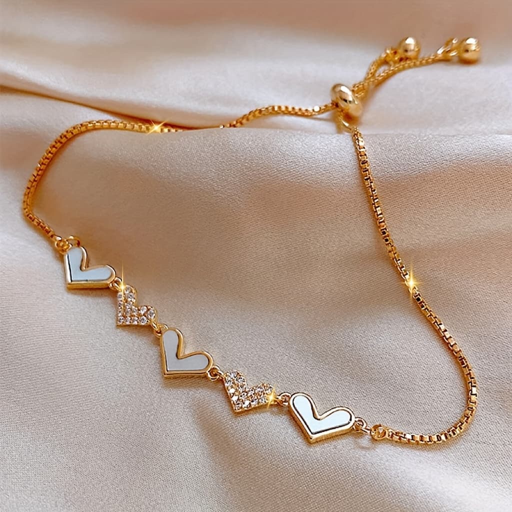 TEMU A Stylish Bracelet Featuring A Heart-shaped Zirconia, With An Adjustable Chain, Use And As A Valentine's Day Present For - 4