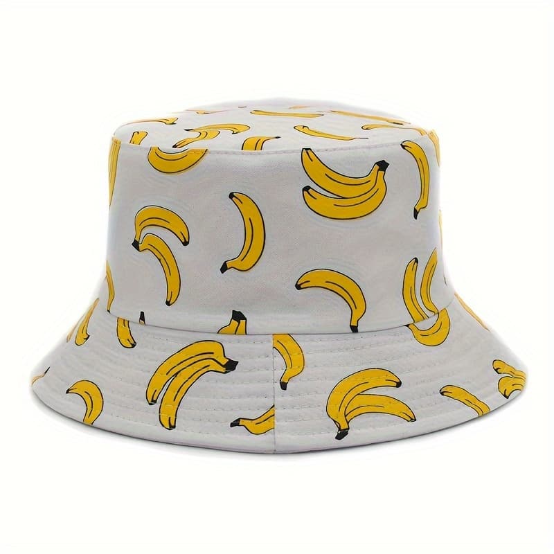 TEMU Korean-style Bucket Hat For Men And Women With Banana Fruit Print, Perfect For Couples, Outdoor, And