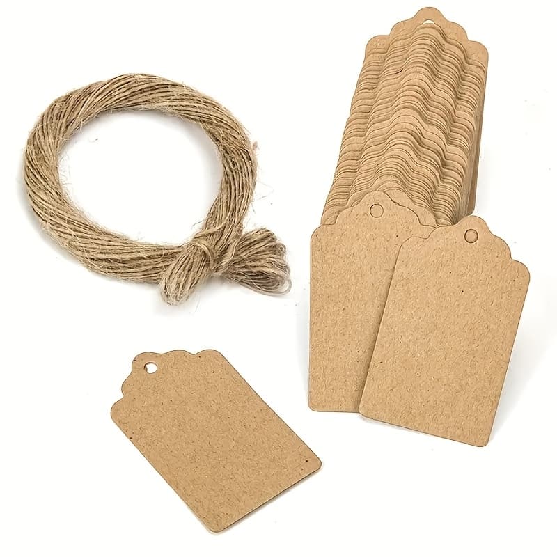 TEMU 100pcs Small Paper Gift Label With Holes For Rugged Mini-label Labels On Merchandise Attached Rope, Crafts, Boutiques, Christmas, Baked Goods, Clothing