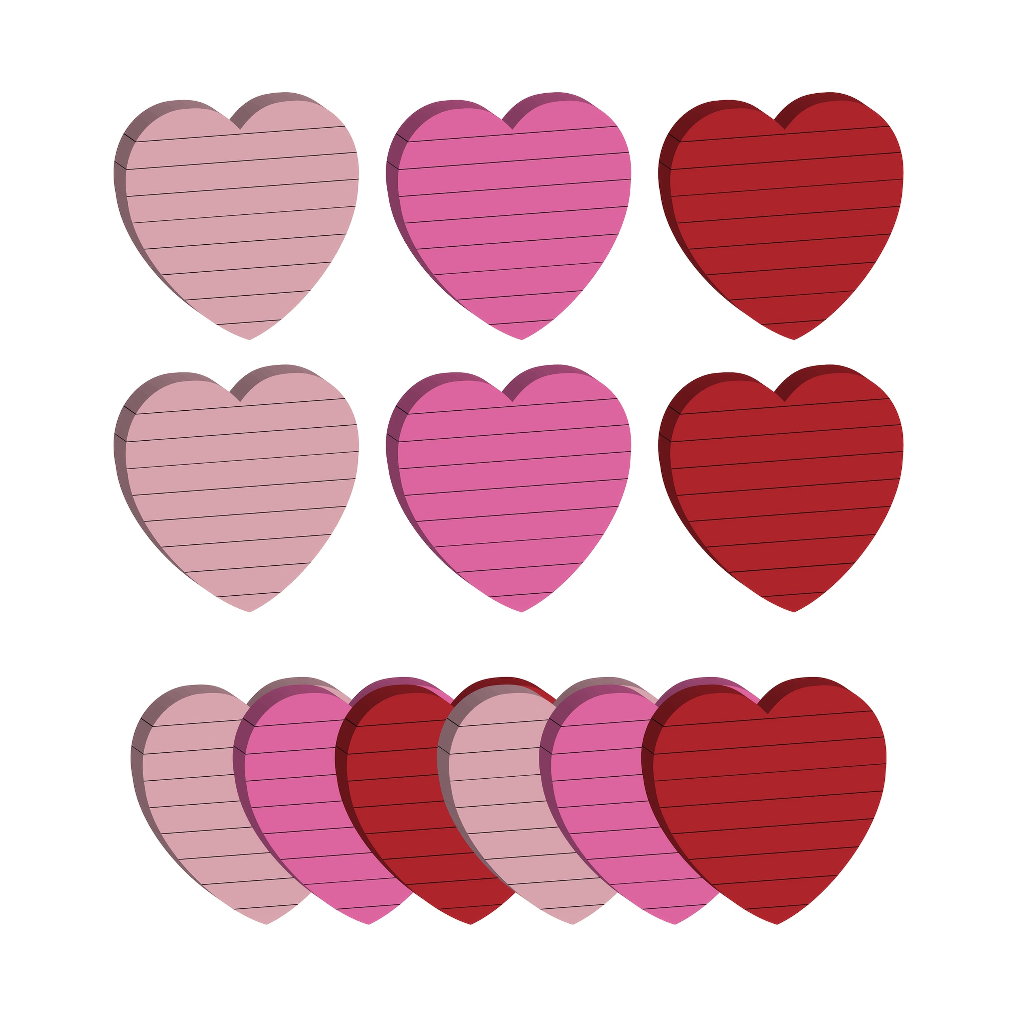 TEMU 300 Sheets Of 3-color Red 70*70mm 6-pack Heart-shaped Notes, 50 Sheets Per Pack, With And Special Shapes