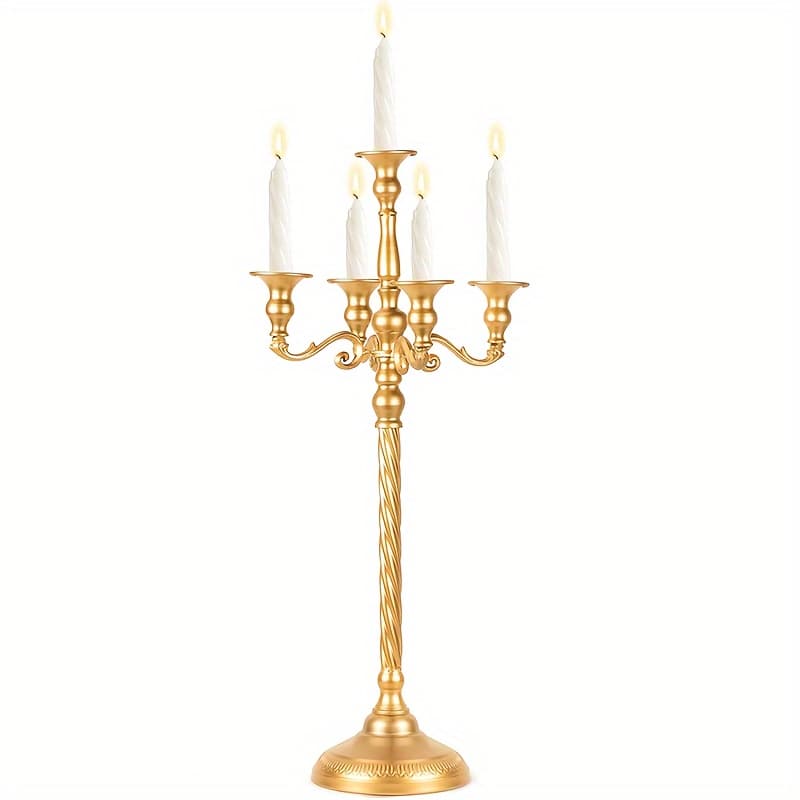 TEMU Table Candle Holder - 5 Tall Candle Holders For Wedding, Metal Spiral Candle Holder For Banquet, 24.8 Inches, Christmas And Halloween Decoration, Best For Christmas, Perfect For Thanksgiving