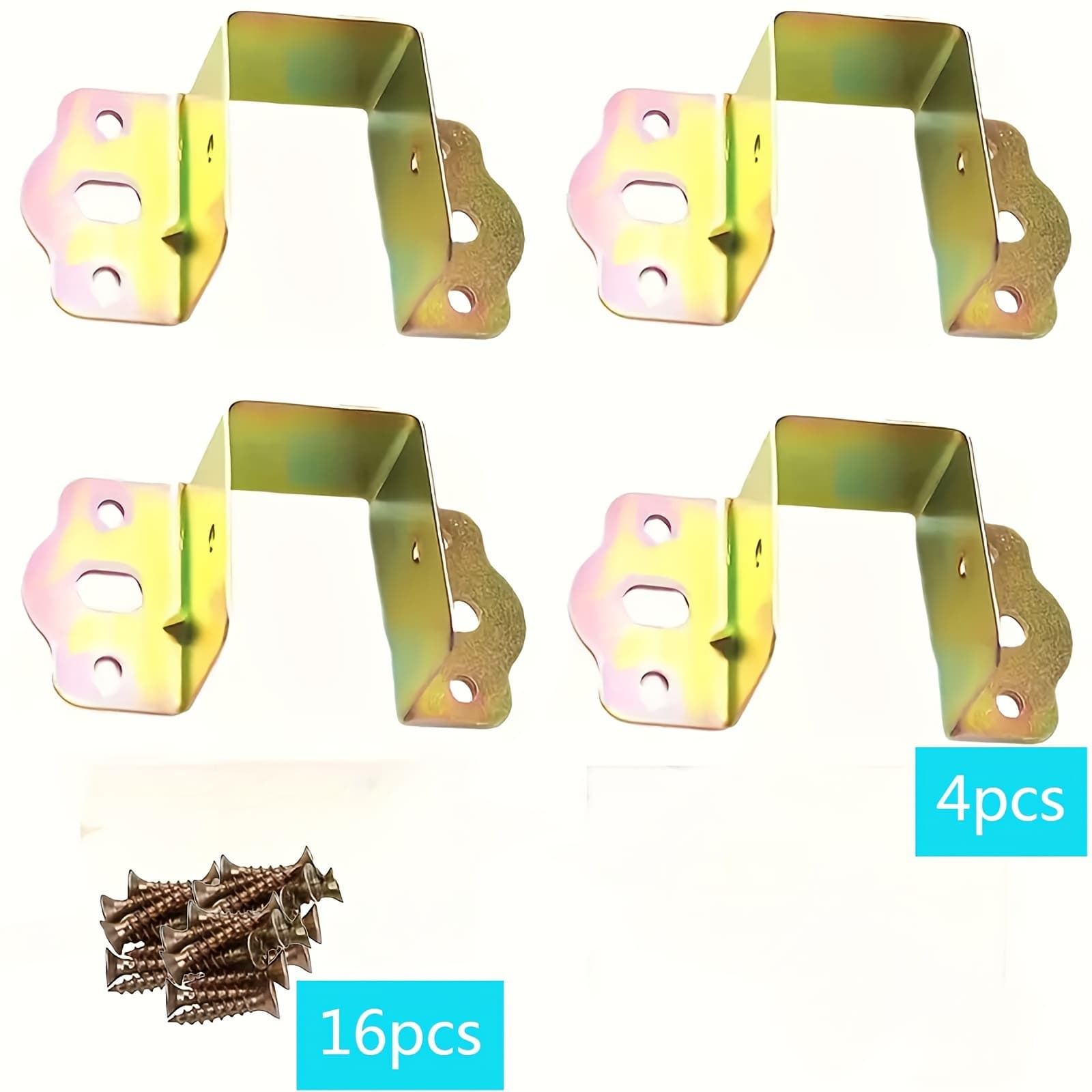 TEMU 20pcs Set Of Wooden Bed Brackets, Brackets With 16 Screws, Metal Corner Support Hooks For Furniture Fixation, Heavy-duty Bed Corner Hinge Hardware Accessories, , Strong