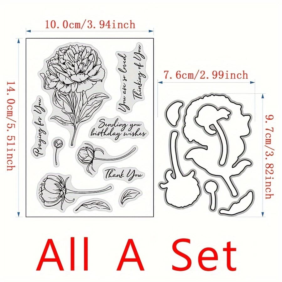 TEMU A Set Of 2pcs Flower Series Transparent Stamp And Die Set For Stamps