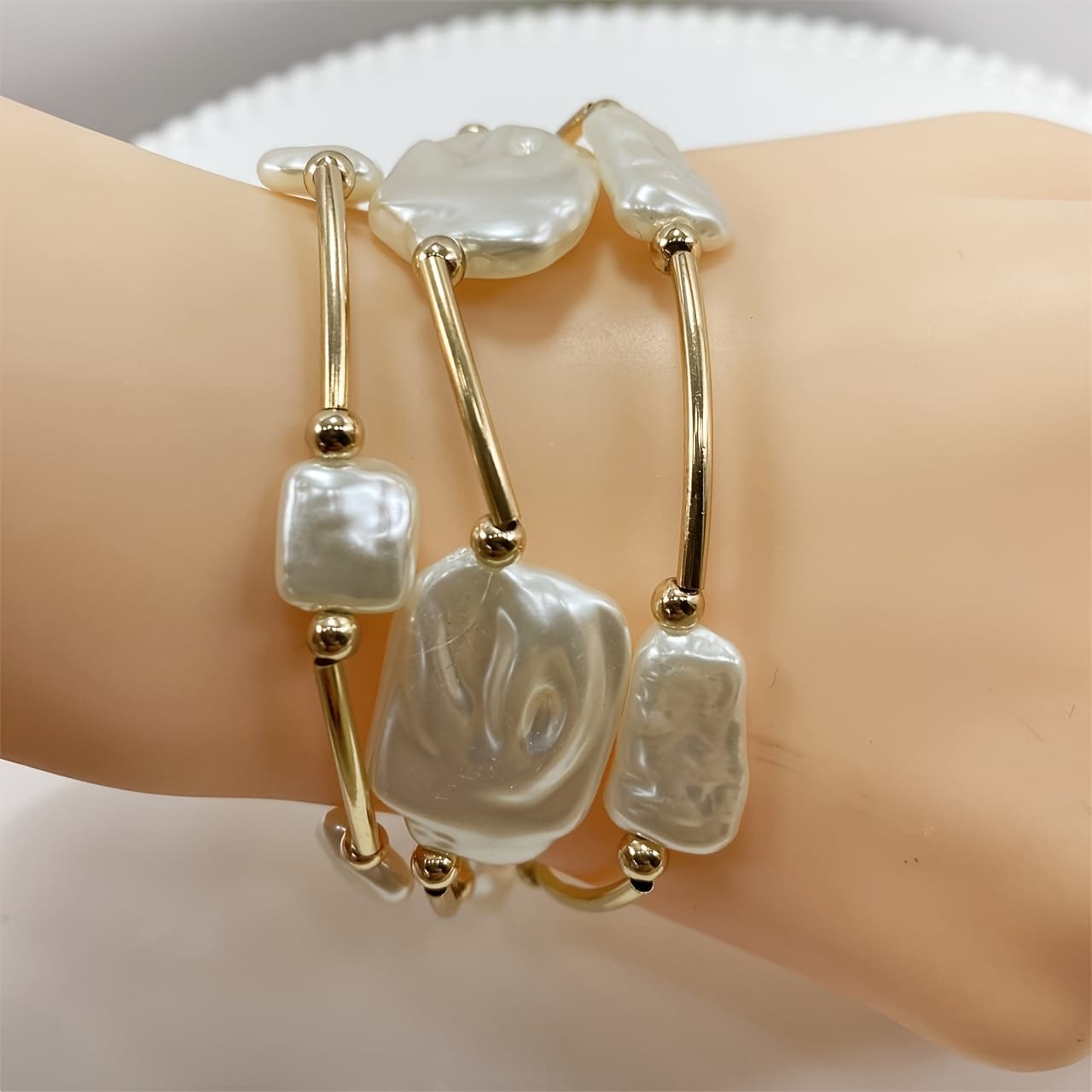 TEMU Three-piece French Vintage Bohemian Style, Elegant Temperament, Goddess Vibe, Easy And Daily Wear Bracelet For Women