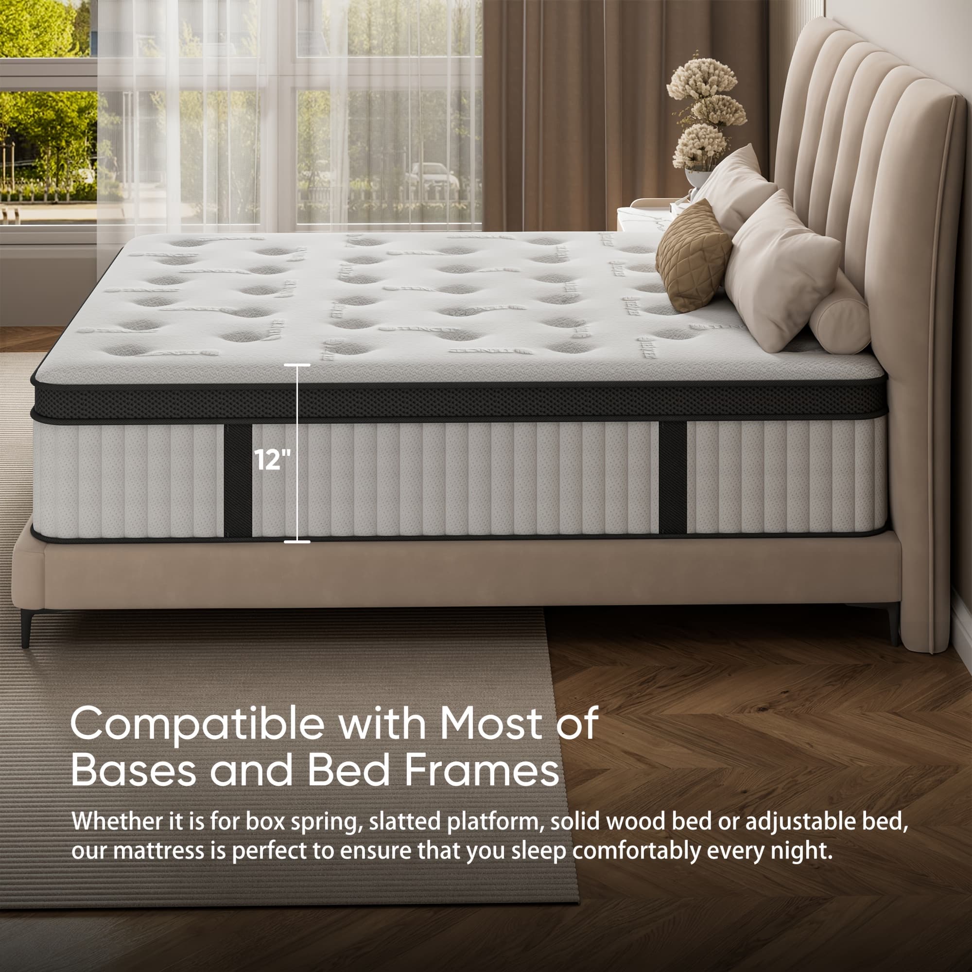 TEMU 10/12 Inch Multilayer Full Queen King Size Mattress - Multiple Sizes & Styles , With Memory Foam And , Medium