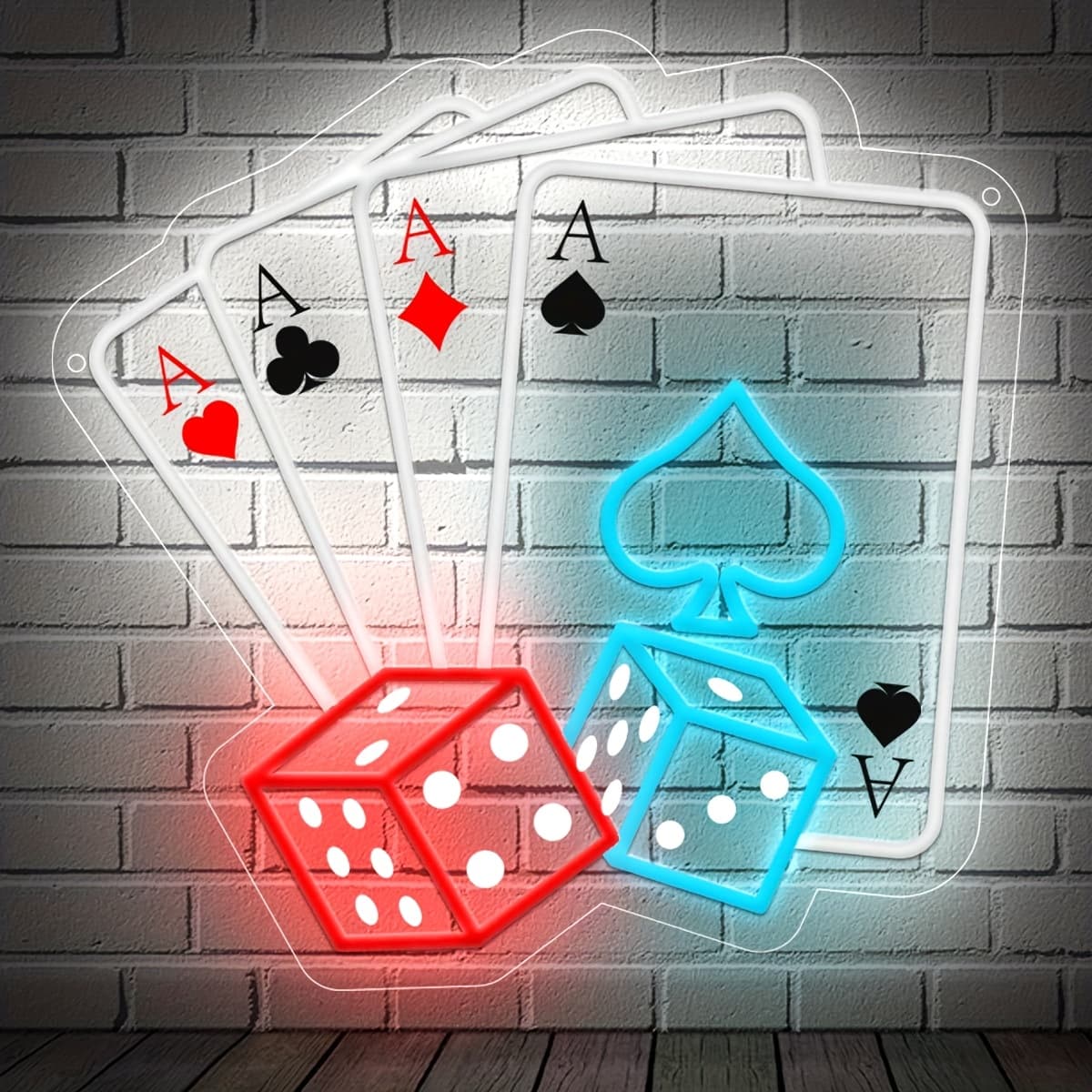 TEMU 1pc Wall Poker Cards, Card Game Enthusiast Gift, Uv Pattern Printing, Adjustable Light Led Neon, Room Cave Bar Restaurant Wall Decoration, Teenager Birthday Gift