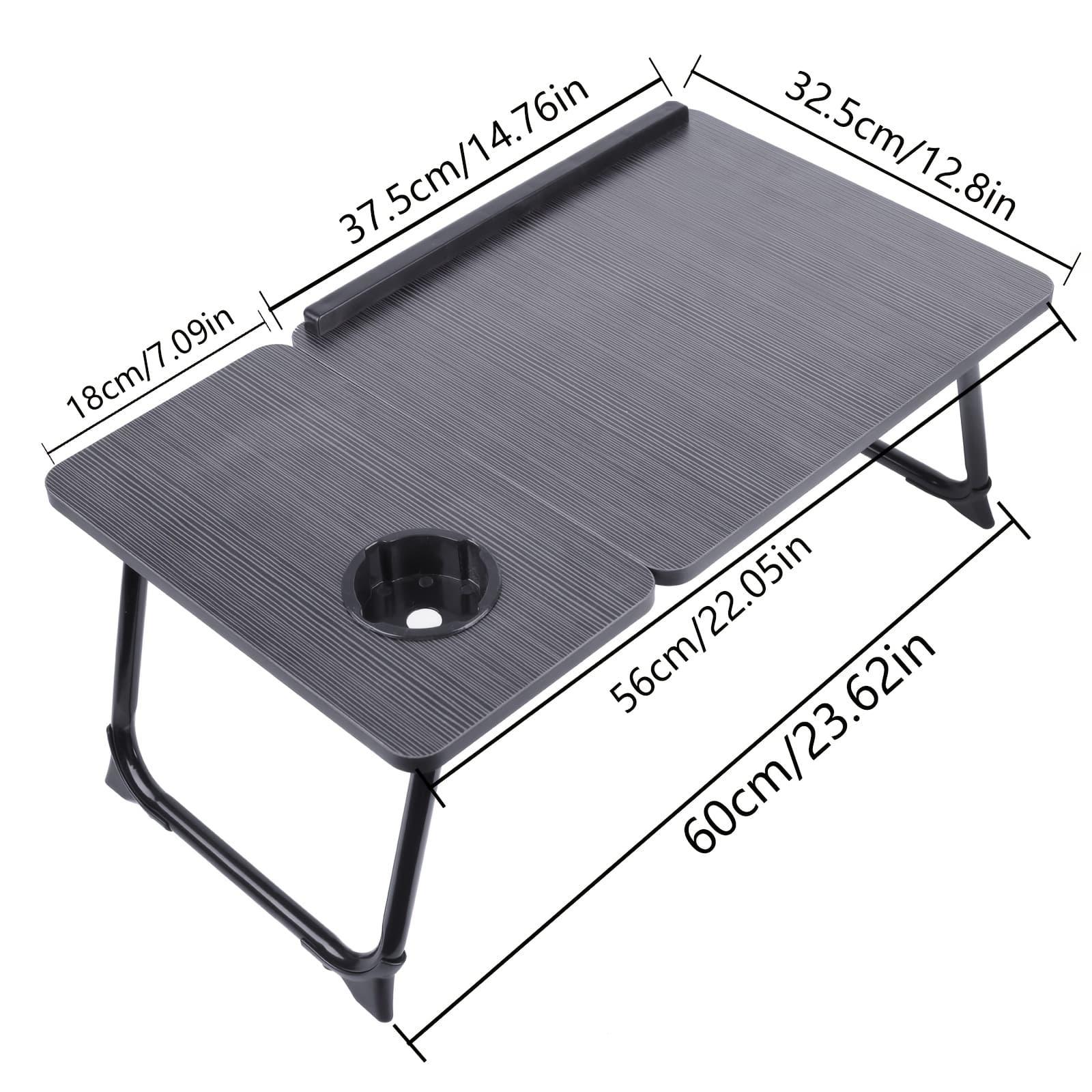 TEMU Adjustable Height Foldable Laptop Bed Desk With Wooden Surface Storage Slots And Drawers, Portable Workstation For Reading, Studying, And Coffee Bed