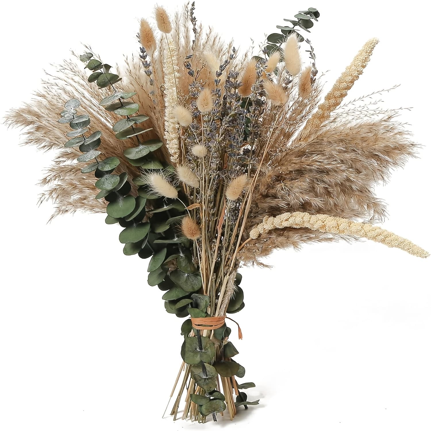TEMU Dried Flowers Bouquet, 17" Dried Pampas Grass Decor Inc Arrangements For Home Office Decoration, Wedding Centerpieces