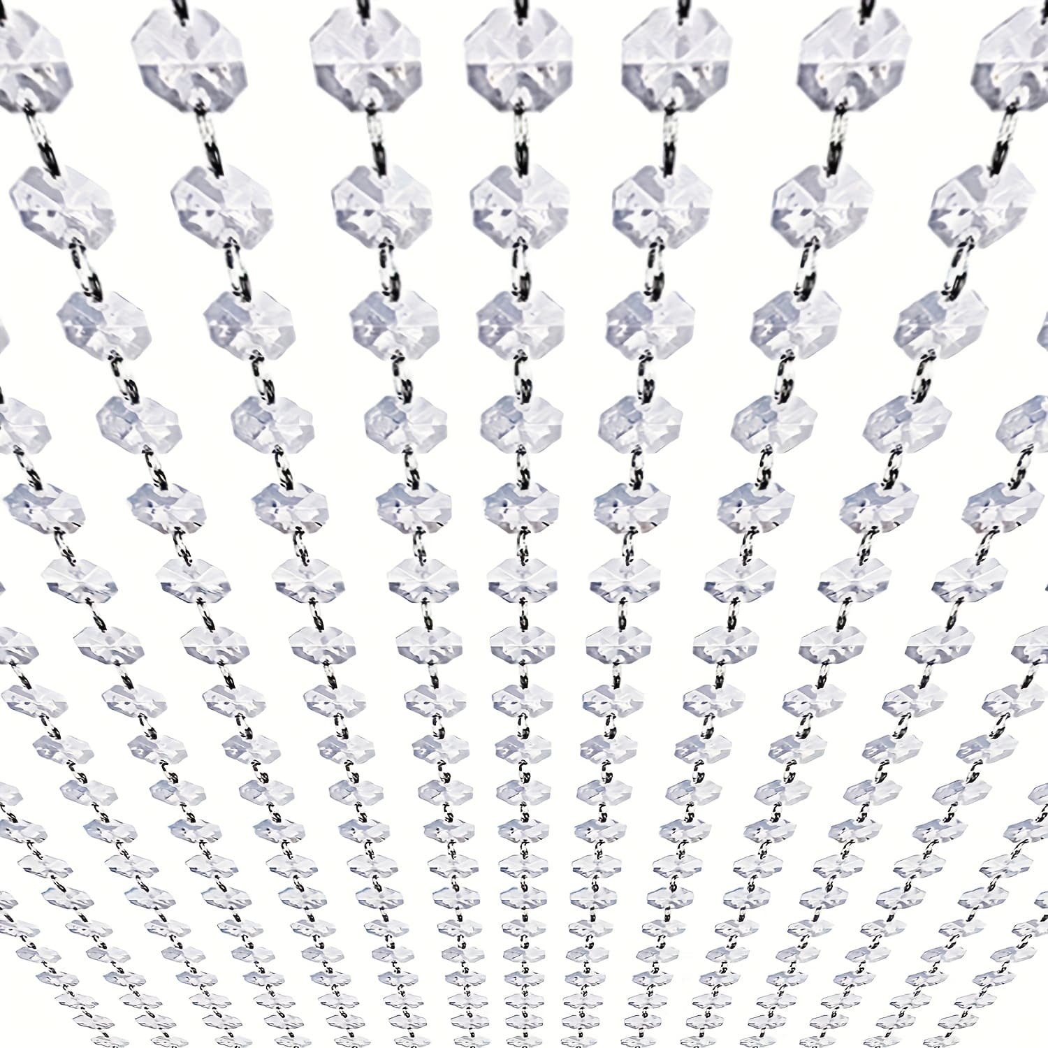 TEMU 19.8ft Acrylic Crystal Bead Garland 6pcs, Hanging Clear 14mm Diamond Acrylic Crystal Garland For Chandelier Bead Lamp Chain, Christmas/wedding Party Decoration And Craft Jewelry Decoration