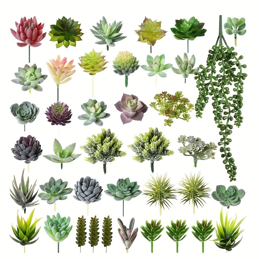 TEMU 40pcs Artificial Succulent Plants Realistic Unpotted Mini Succulents For Diy Garden Home Office Indoor Decor For Wedding Birthday Halloween Thanksgiving Christmas Party (fresh)