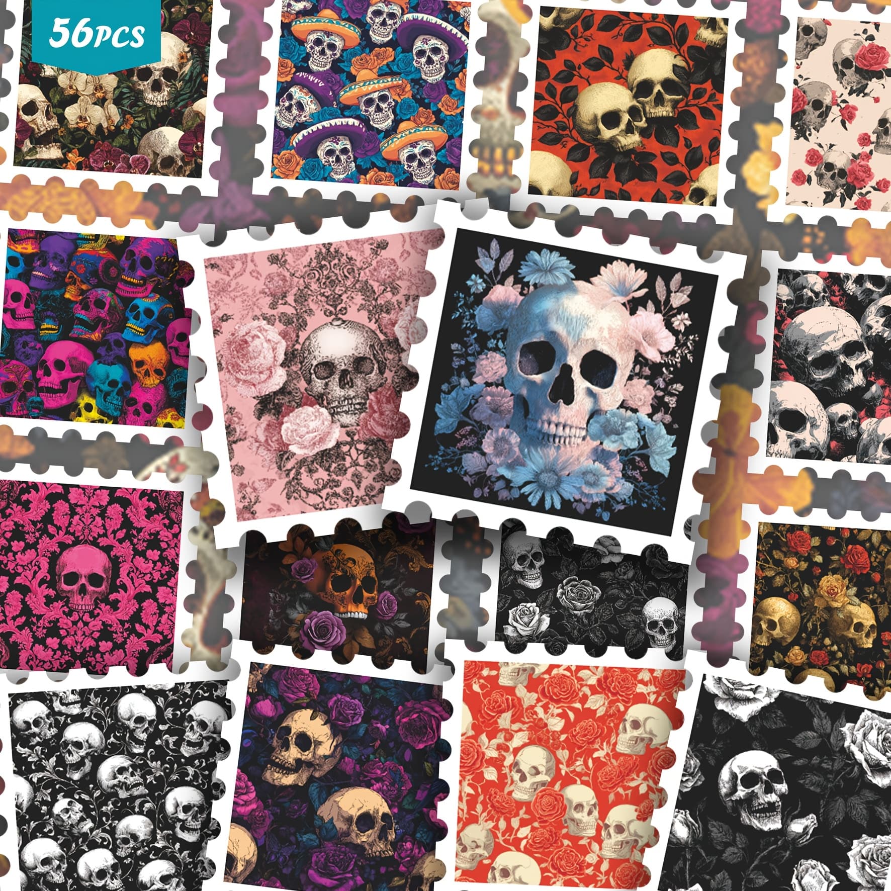 TEMU 56pcs Vintage Floral Stickers, Retro Gothic & Aesthetic Cutout Sticker Set For Journals, , Planner & Collage
