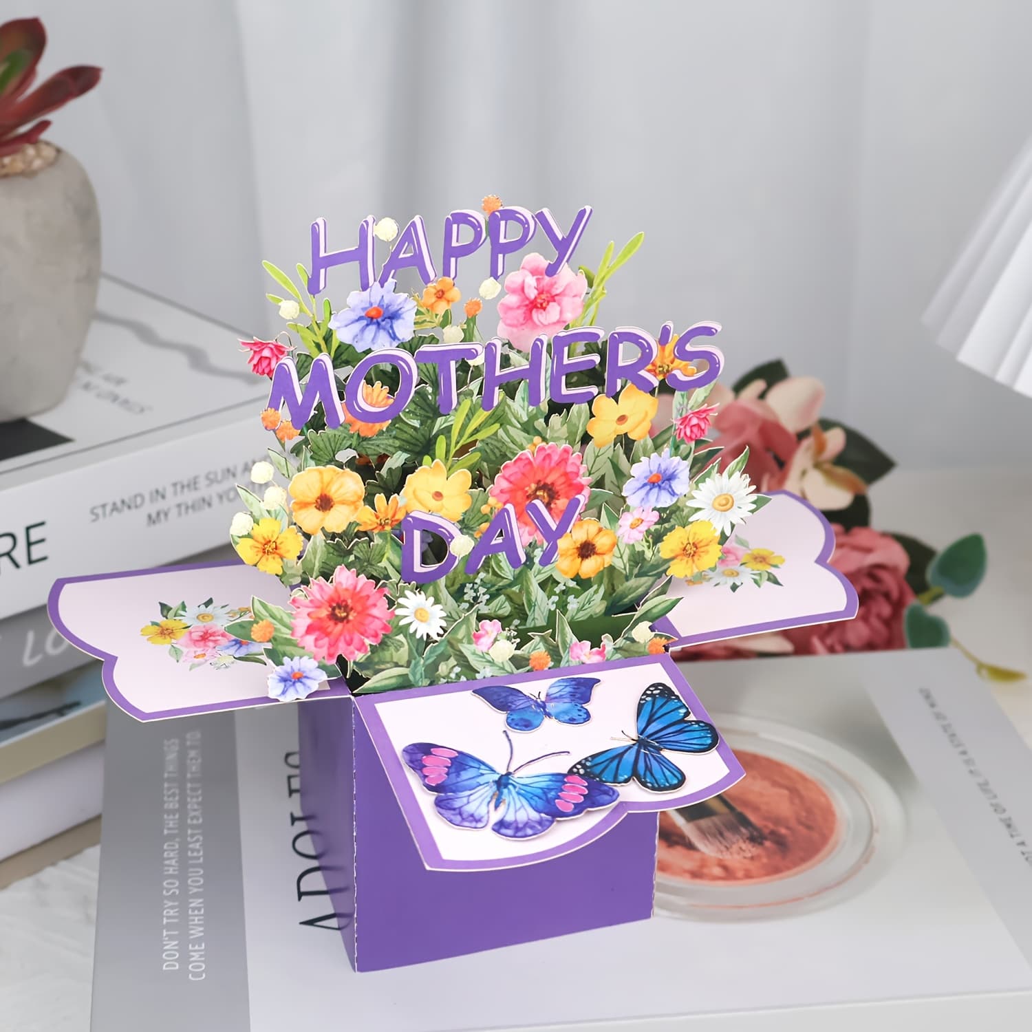 TEMU 3d Pop Up Card – Happy Greeting Card For Mom With Lovely Bouquet, Unique Gift For Mom Mum Wife Grandma From Daughter Son, Beautiful Flower Bouquet Pop-up Card
