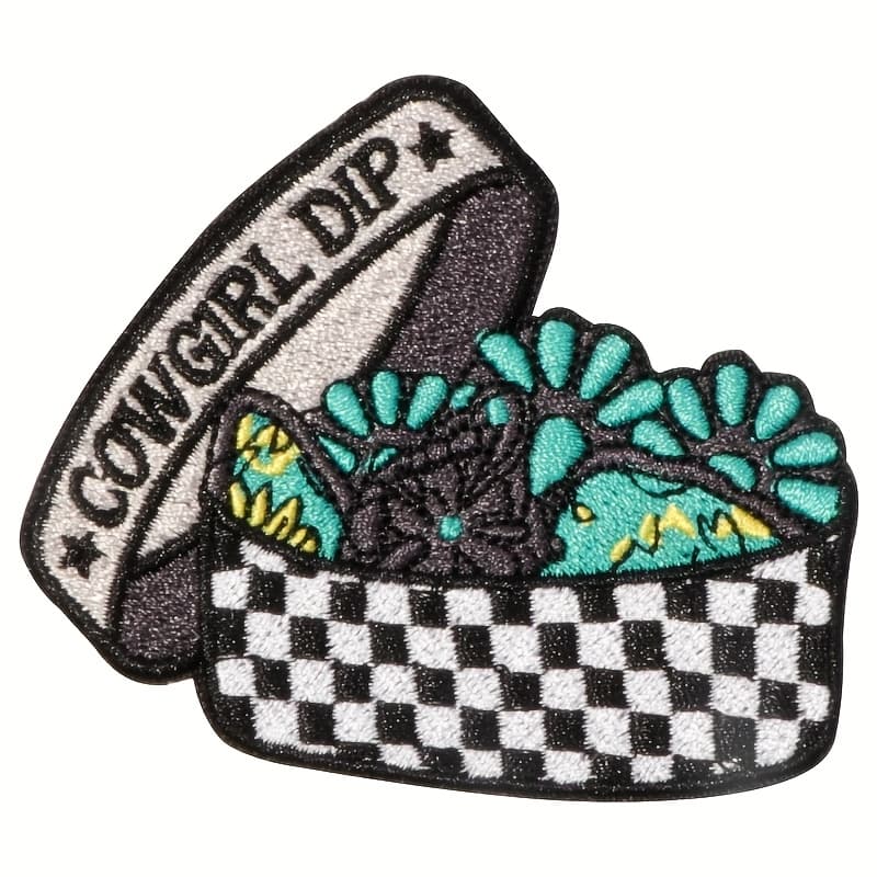 TEMU Single Packed Embroidered "trendy Cowgirl Dip" Hot Melt Adhesive Patch High Quality Full Embroidery Cloth Patch Clothes, Backpacks, Jackets, Hat Additions