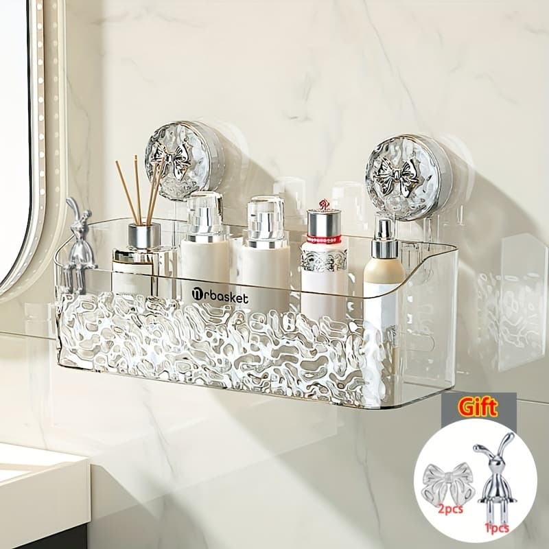 TEMU Wall-mounted Storage Basket For Cosmetics, Facial Cleansers, And Towels, Designed For Bathrooms Without Drilling, Shelves