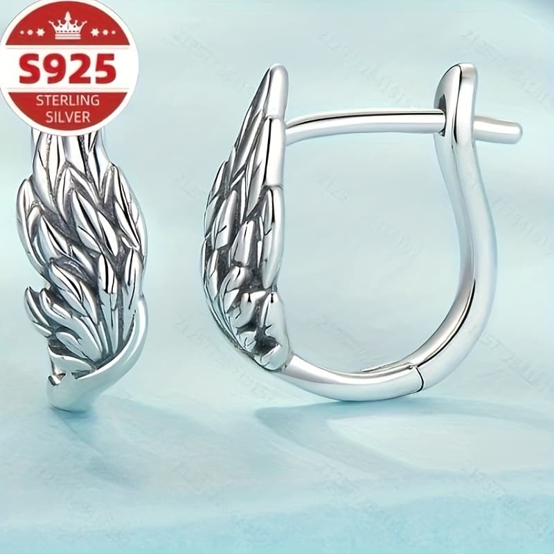 TEMU S925 Sterling Silvery Women's Earrings With Wing Shaped Earrings, Niche Fashion, On Daily Holidays, Christmas, New Year, Valentine's Day Gifts