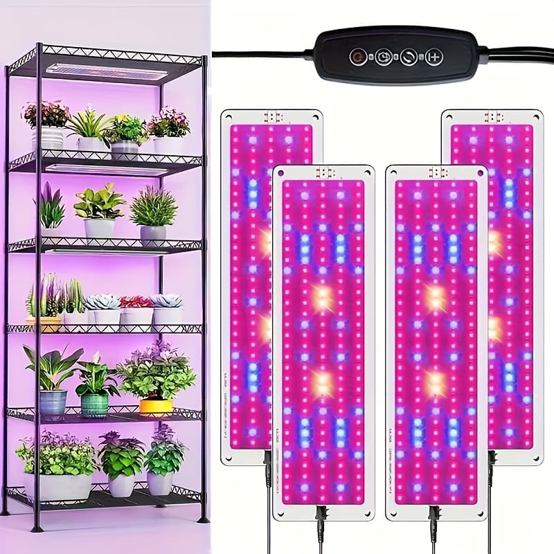 TEMU Upgraded Grow Light, Slim Panel Indoor Grow Light, 42w, 616 Leds Grow Lights For Under Cabinet Plants, Red, Grow Light With 3/6/12 Hour Timer, 10 Dimmable Levels, For Plant Growth ( 4pcs)