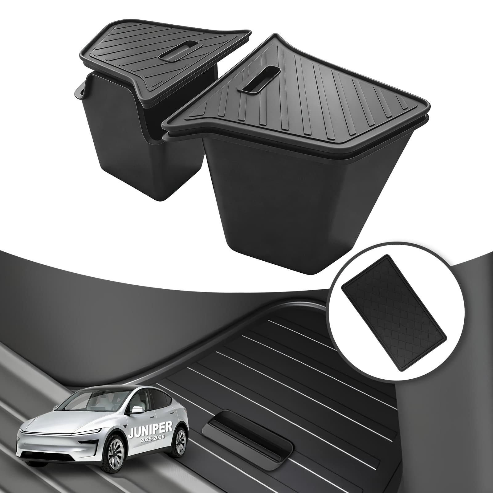 TEMU Tpe For Trunk Storage Bin With Lids | Perfect For 2025-2026 Rear Cargo Container| Scratch-resistant Trunk Organizer For Accessories| Accessories