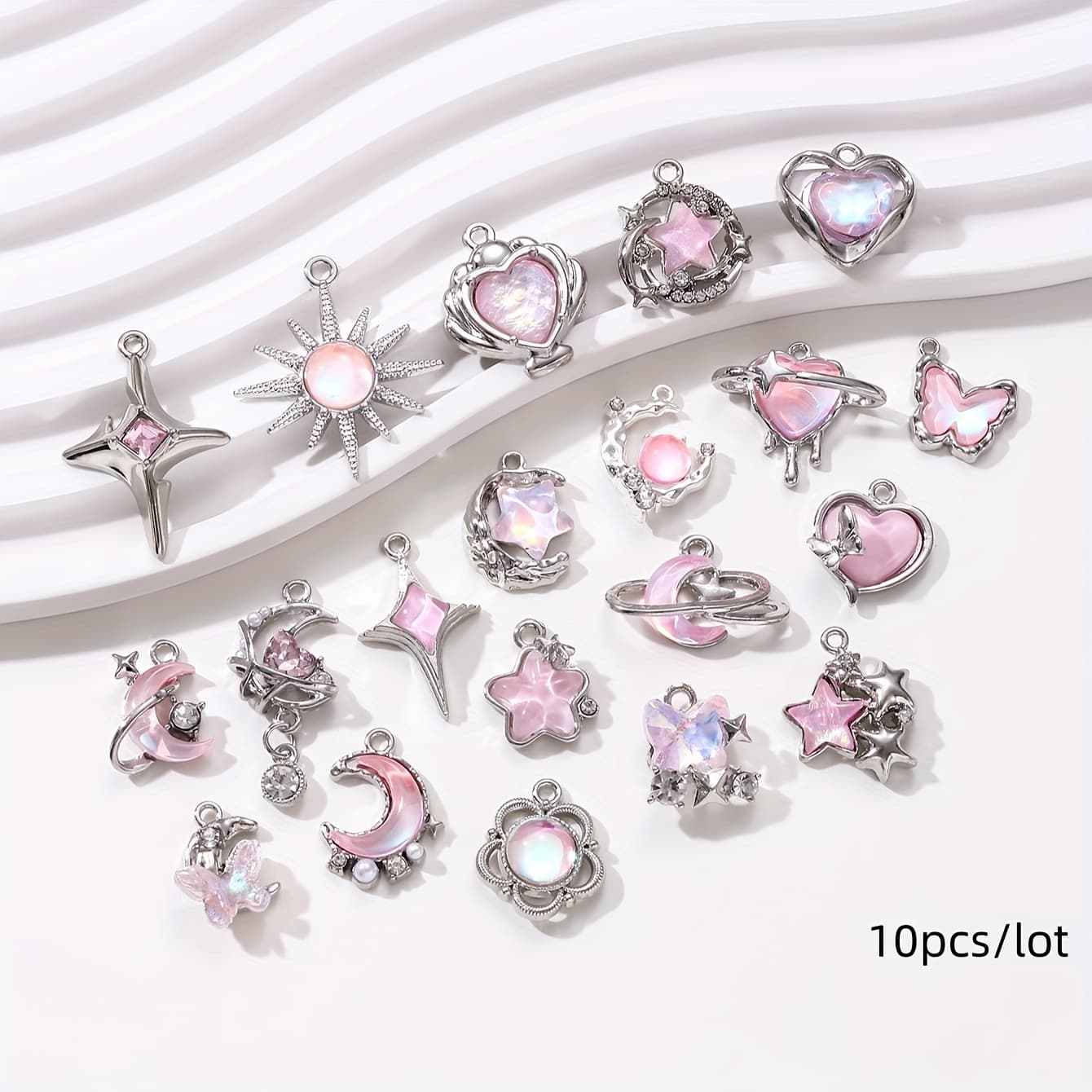 TEMU Pink Y2k Series , Sun, And Moon Enamel Pendants For Handmade Necklaces, Bracelets, And Jewelry Making