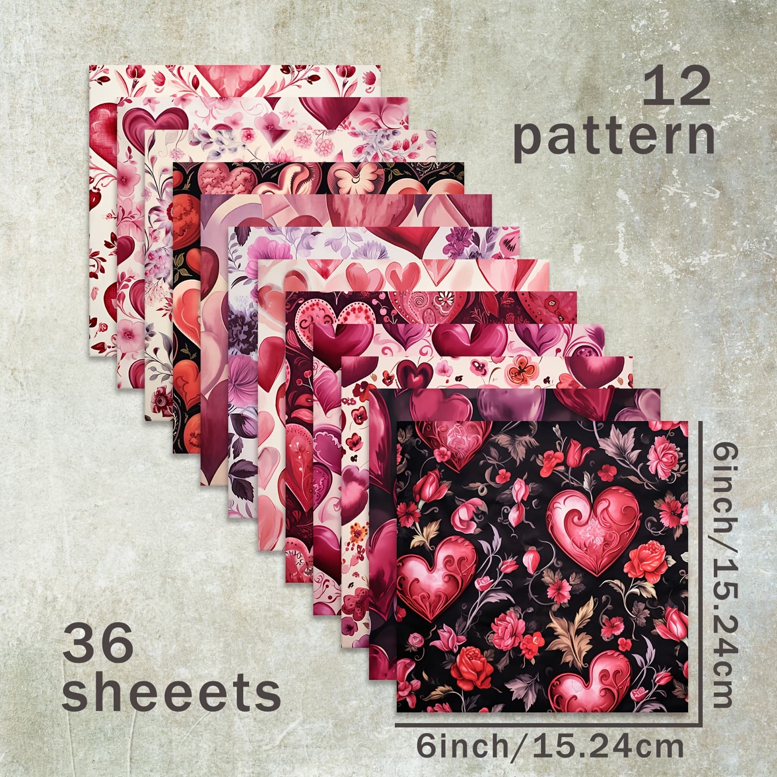 TEMU 36 Sheets Of 6-inch (valentine's Day Wine Background) Thin Paper, Suitable For Bullet Diary Trash Magazine Greeting Card Background Photo Album And Handicrafts