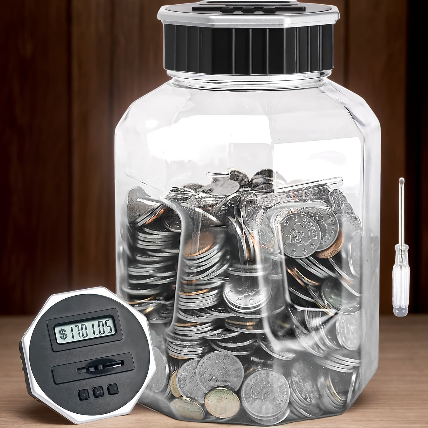 TEMU Big Piggy Bank, Electronic Coin Counting Bank Featuring An Lcd Display, Coin Savings Bank For Adults With A 2.4l Capacity, Suitable For , Perfect Gift For Christmas, Halloween, And Thanksgiving