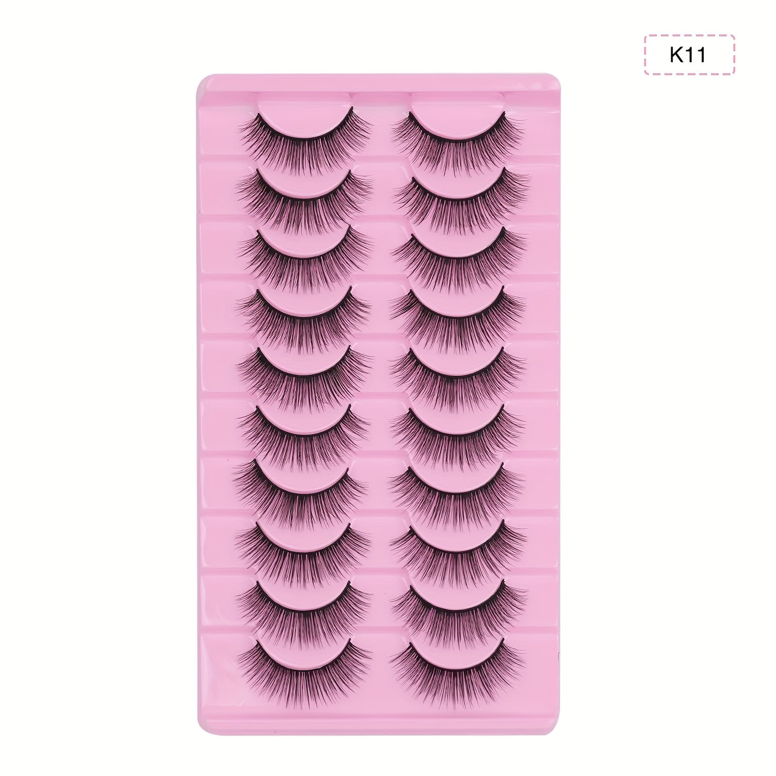 TEMU 10 Pairs Fluffy, Natural, Thick, Three-dimensional False Eyelashes Hand-made Lash Eye Tail Lengthening Simulation False Eyelashes K11