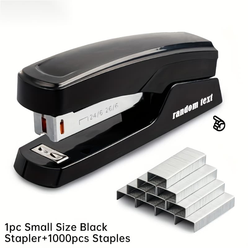 TEMU Manual Desktop Stapler, 25 Sheet Capacity, 1000 Included, Plastic Stapler, Random Pattern On Body, For Office Home Students And Professionals