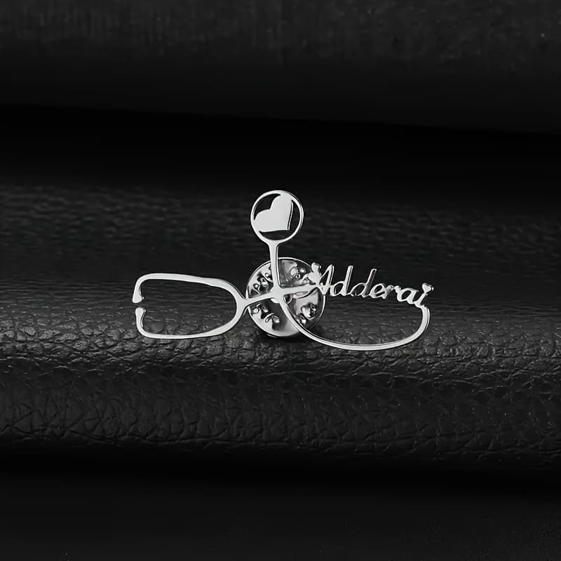 TEMU 1 Personalized Heart-shaped Stethoscope Brooch - Stainless Steel Custom Name Engraved Jewelry Gift For Nurses, Doctors, Weddings, Birthdays, Anniversaries - Elegant Casual Attire For Women