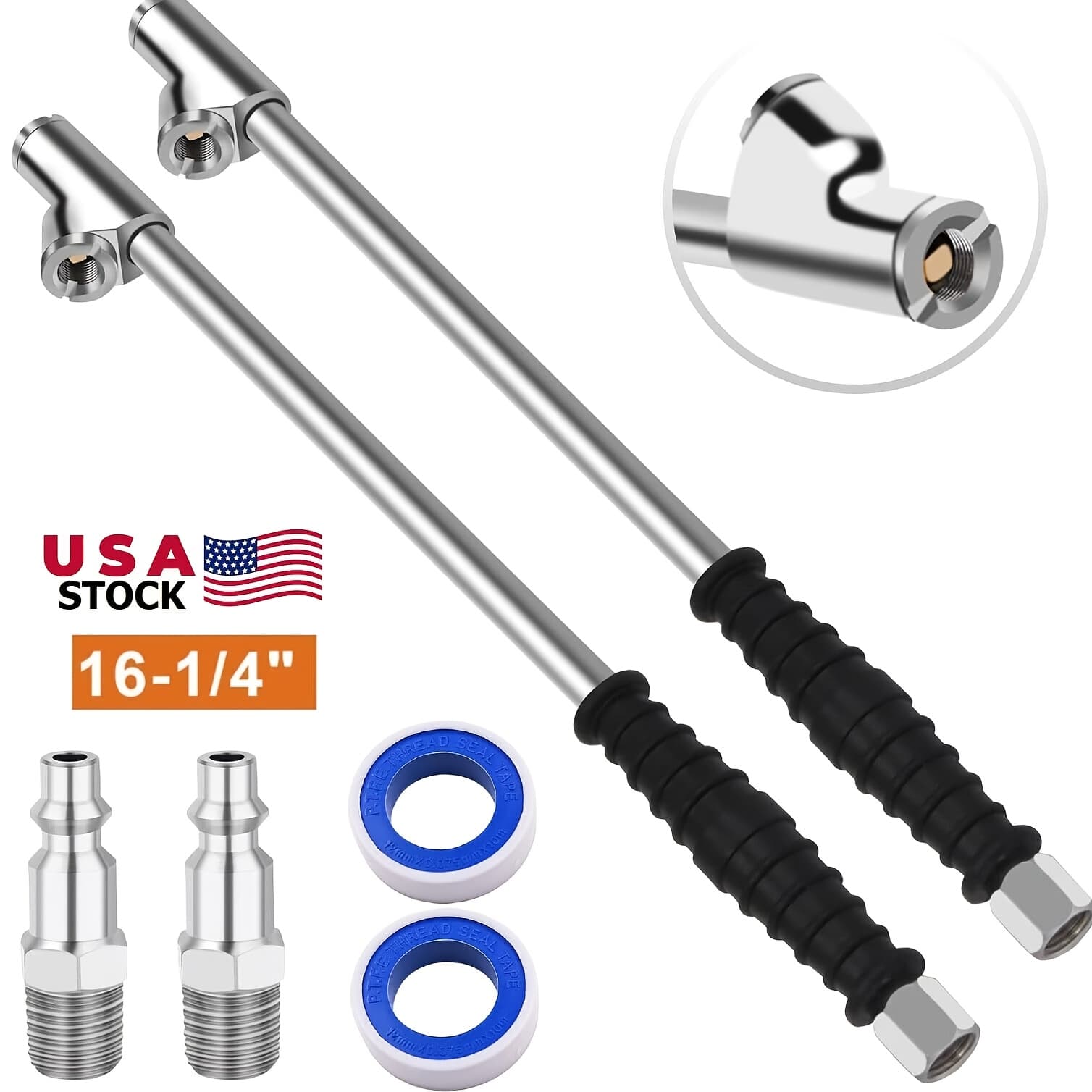 TEMU Tire Inflation Rod With Double-head Inflation Nozzle In A Style, With Anti-slip Sleeve