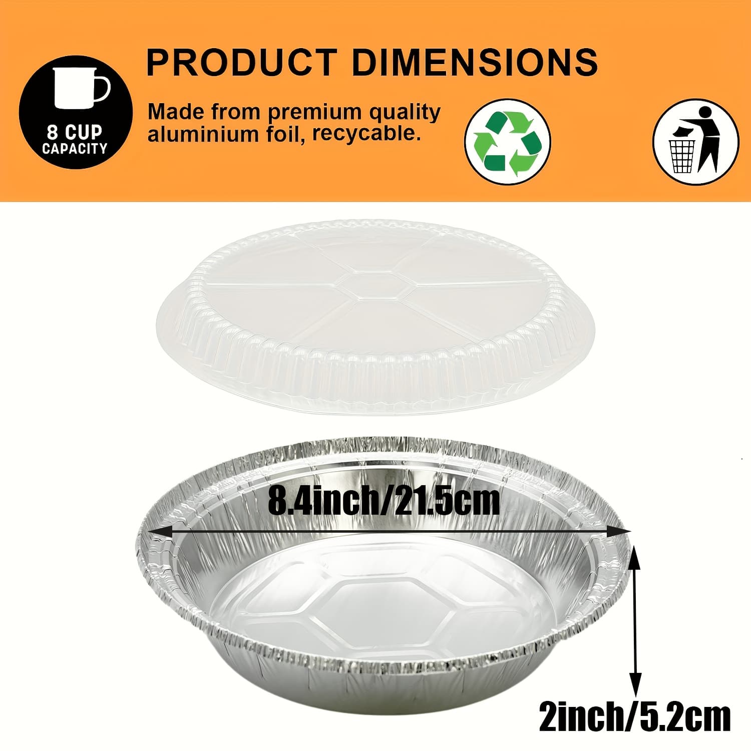 TEMU Of 50 High-quality 8.4-inch Round Aluminum Pans With Plastic Covers, Perfect For Roasting, Baking, Or Cooking