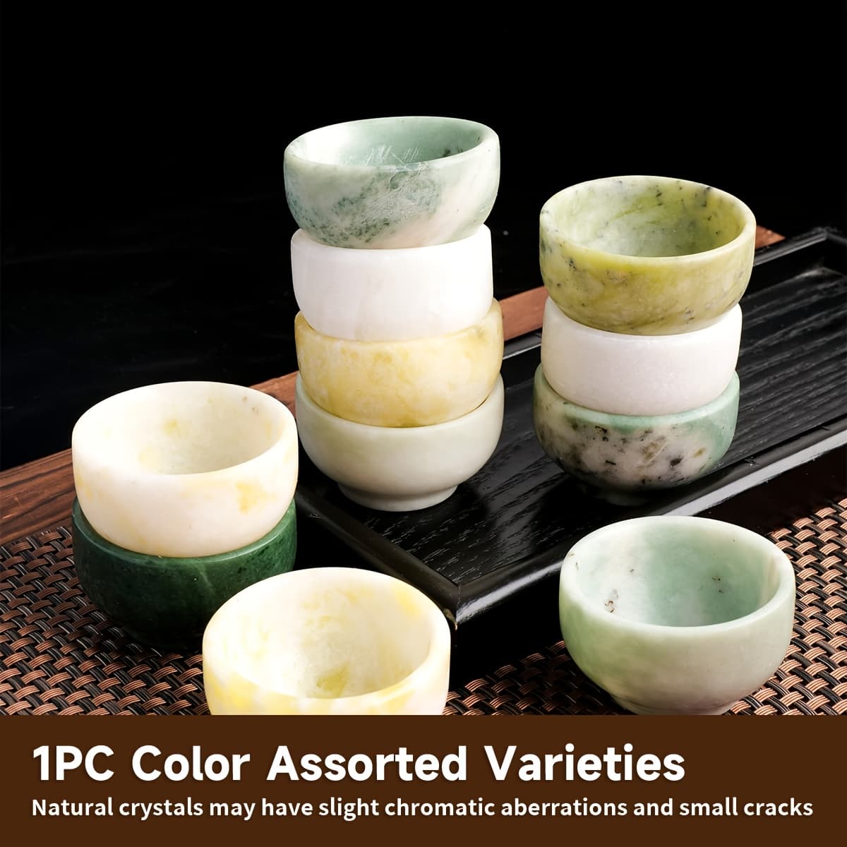 TEMU 1pc Random Colour Natural Bowl - Handcrafted Indoor Decoration Stone, Exquisite Mineral Carving Craft. And Desktop Ornament, Perfect Christmas And Thanksgiving Gift For