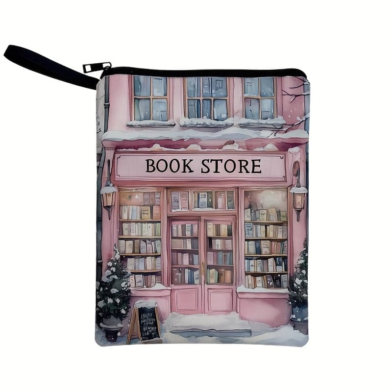 TEMU Book Cover For Book Lovers - Durable Polyester, Reusable And Washable Fabric Cover With Zipper Closure, Soft Material, Cute Stationery Pattern - Ideal For Books,