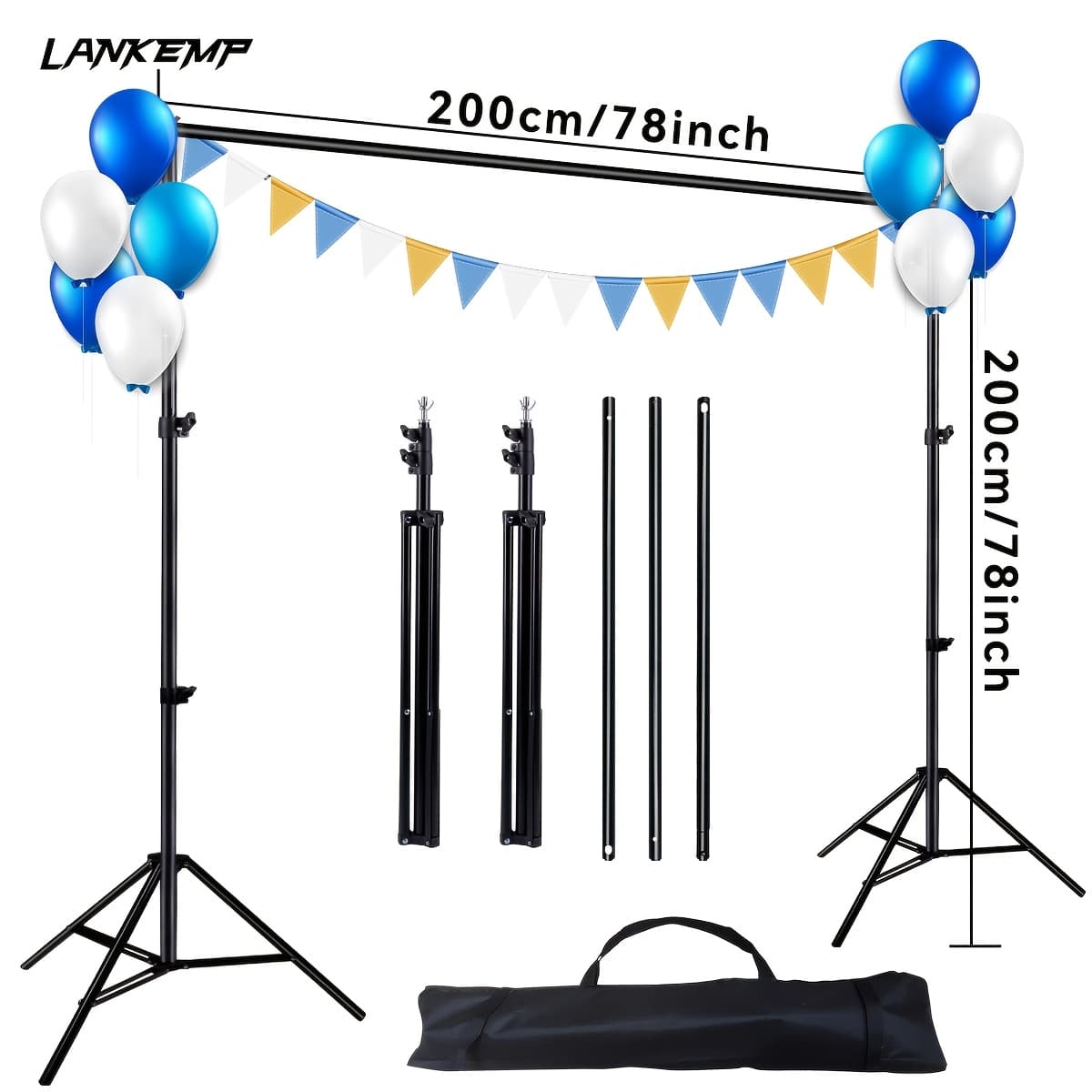 TEMU High Quality Backdrop Stand 7x7ft (wxh) Photo Studio Adjustable Background Stand Support Kit