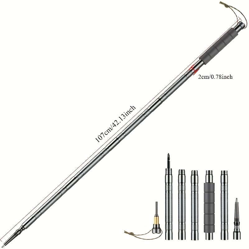 TEMU Detachable Aluminum Alloy Multi - Functional Trekking Poles, Lightweight Detachable Multi - Purpose Poles For Outdoor Hiking And Backpacking, Outdoor Hiking Gear