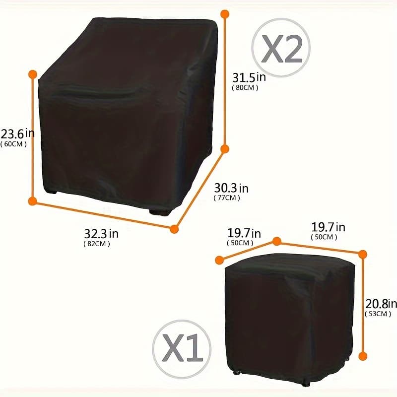 TEMU 3pcs Outdoor Veranda Patio Garden Furniture Cover Set With 210d Durable And Fabric Sets-