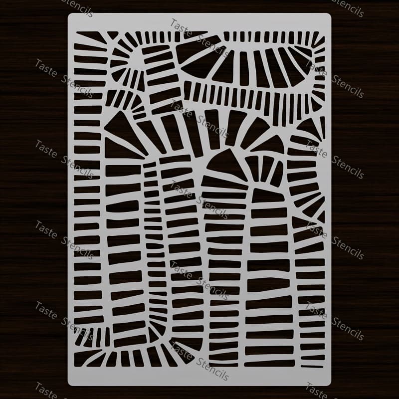 TEMU 1pc Abstract Art Pattern Template | 8.27x11.69 Inches A4 Size, Reusable For Wall Decor, Fabric, Frames, Art, Crafts | Material: Polyethylene Terephthalate, Color: Creamy