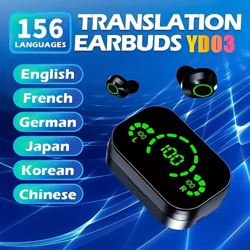 TEMU 2026 New Wireless Earphones, Supporting 156 Languages Intelligent Translation Earphones, Digital Battery Display, Sports, Gaming, Music Earphones, For , Family,