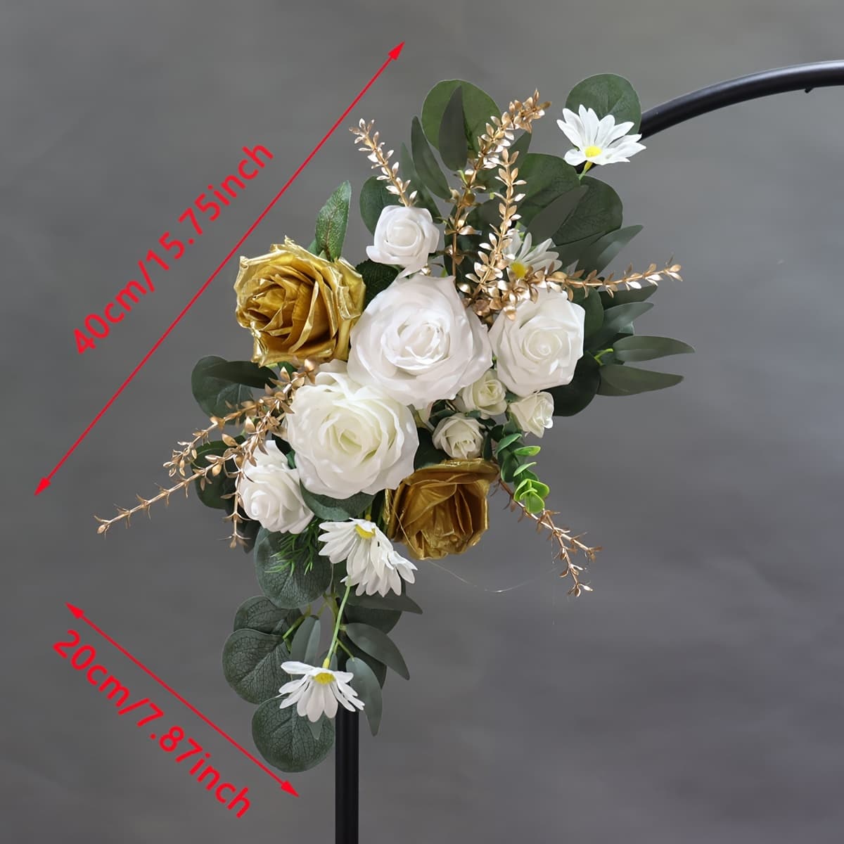 TEMU Style Rose White Rose Arch Floral Wedding Festive Queue Stage Decoration Hanging Flowers Festival Artificial Flowers
