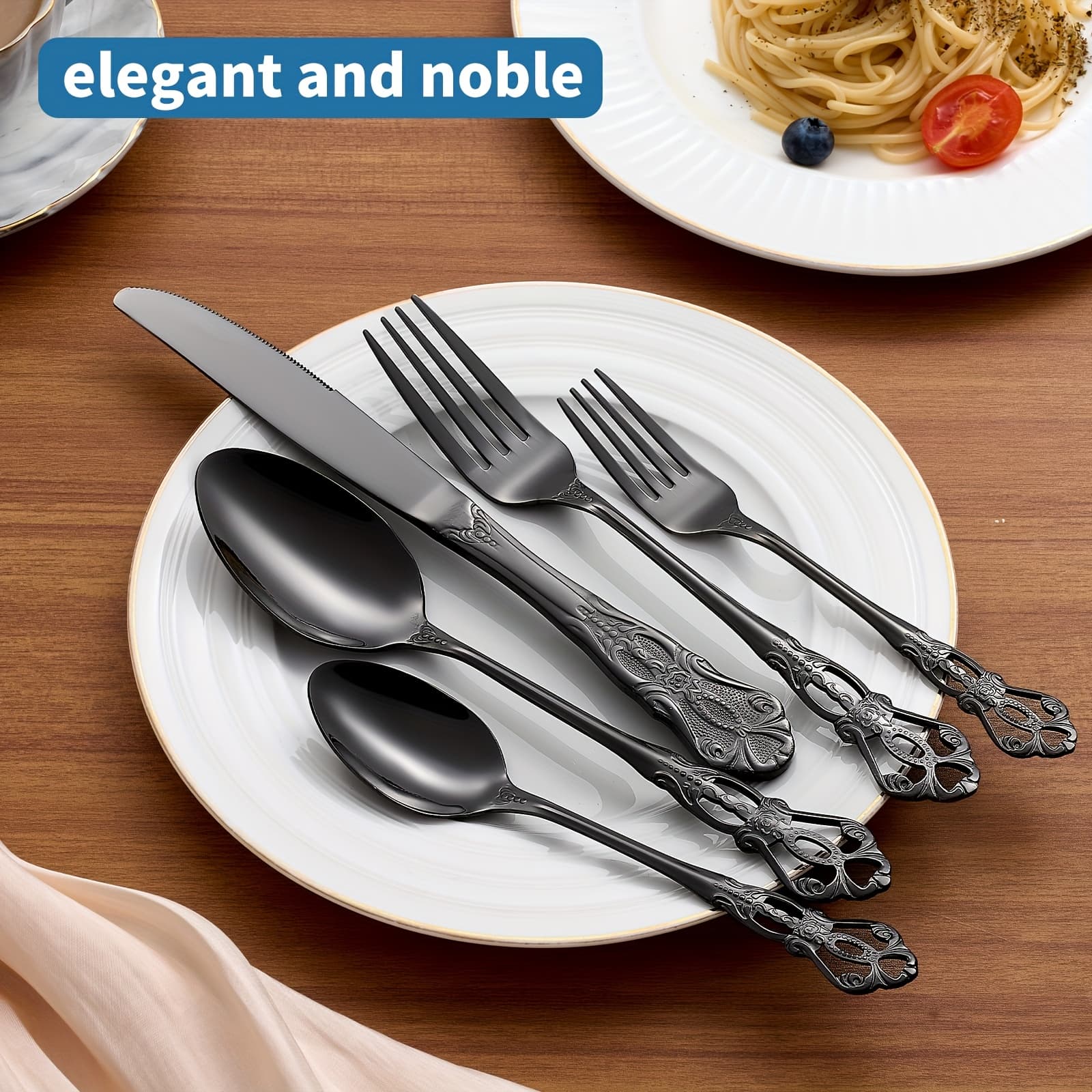 TEMU 20pcs Silverware Collection, Stunning Vintage Cutlery Set, Sophisticated Dining Set For Four, Perfect Gifts For Women, Ideal For Home, Kitchen, Restaurant, Or Weddings