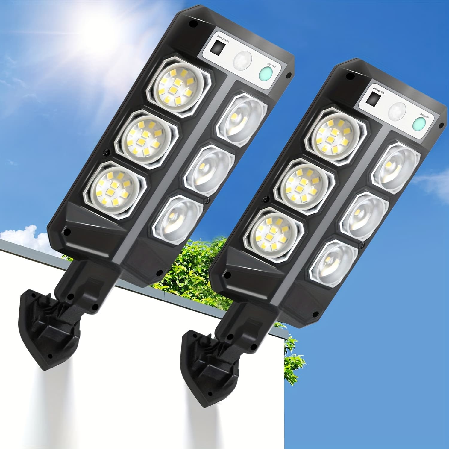 TEMU 2pcs Solar Street Lights, White Light/three , Remote Control, Outdoor Street Lights With Sensors, 3 Of White Light, Suitable For Outdoor And Garden Lighting