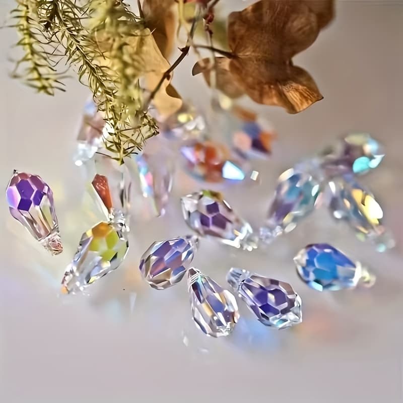 TEMU 30pcs 15mm Crystal Glass Beads, Hand Polished Pendants, Teardrop Design, Earring Bead Shape, Curtain Chain, Fixture Additions