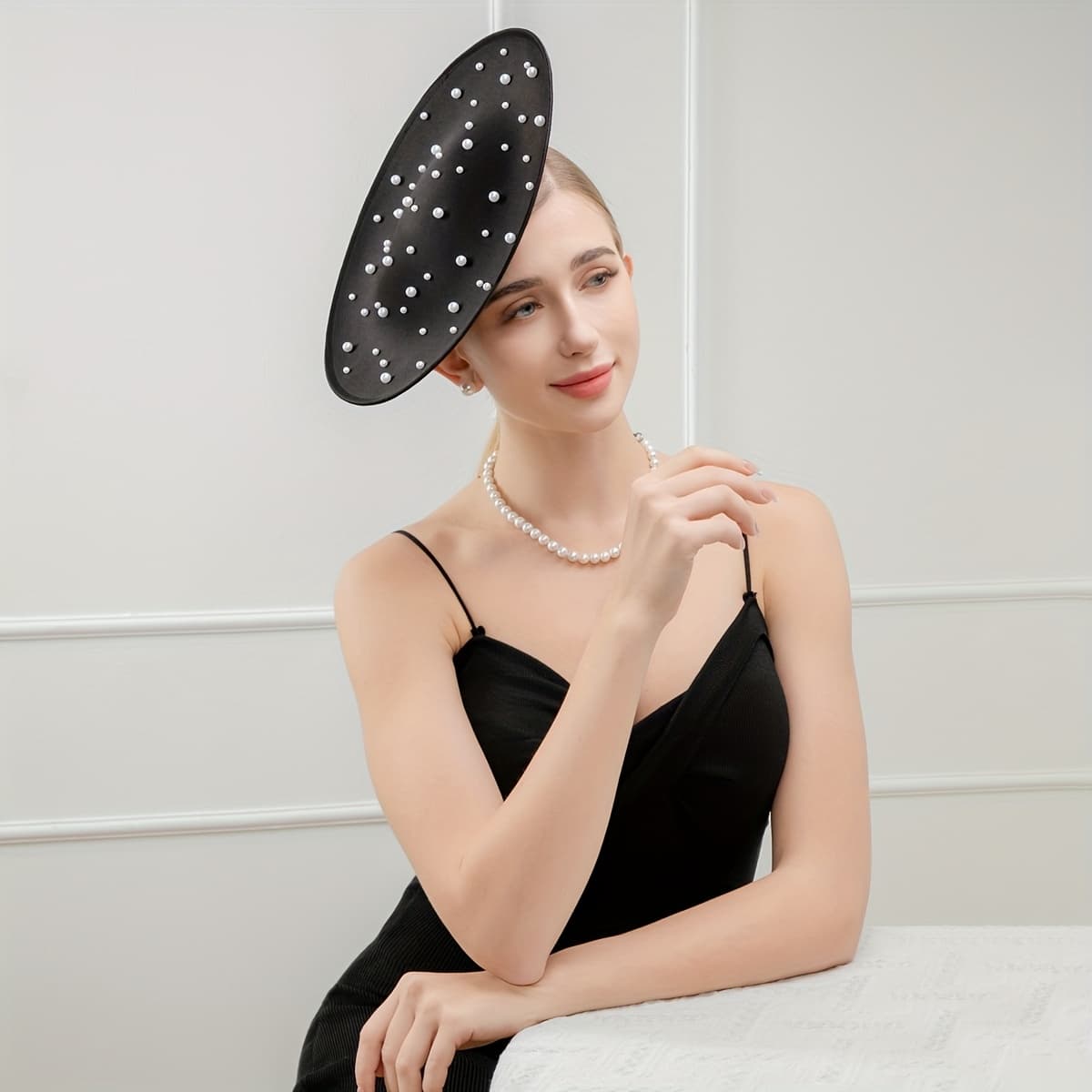 TEMU 1pc Hityfascinator 1pc Beads Fascinator Hat With Headband - Vintage 1920 Party Accessory Suitable For Tea Party, Wedding, Horse Racing, Bridal Hat