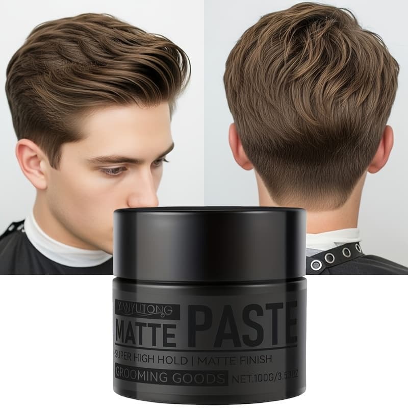 TEMU Men's Styling Wax 100g/3.53oz, Long-lasting Hold, Matte Texture, Non-greasy & Fresh, Essential For Daily Styling, Perfect For , Suitable For Dry Hair, Trendy Short Haircuts, Salon-quality