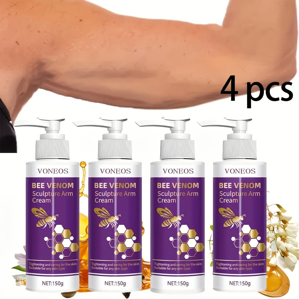 TEMU 4pcs Bee Venom Shaping Arm Cream, Moisturizing And Firming, Light Beige On The , Abdomen, Collagen, Thighs And , Suitable For All Light Beige Types, Light Beige Care.(/bottle)