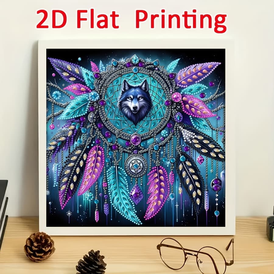 TEMU 2d Flat Printing Cool Wolf Head Dream Pattern Painting Kit, 5d Wall Decor Art, Handcrafted To Add A High-end Touch To Home Decoration For Your . An For Diamond Painting Enthusiasts. Suitable